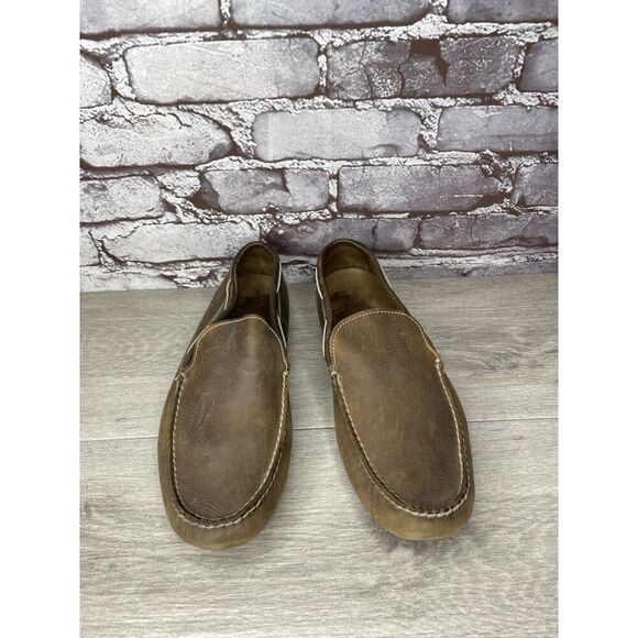 Timberland Brown Nubuck Leather Moc Slip On Loafers Driving Shoes Men Sz 8.5M US - Picture 2 of 16